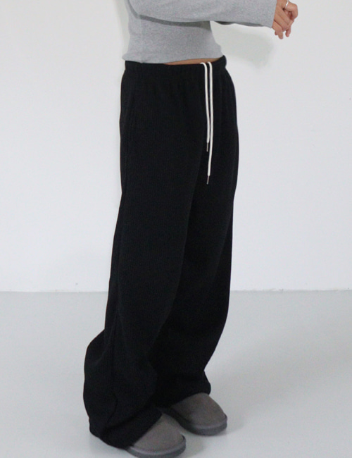 knit ribbed wide pants