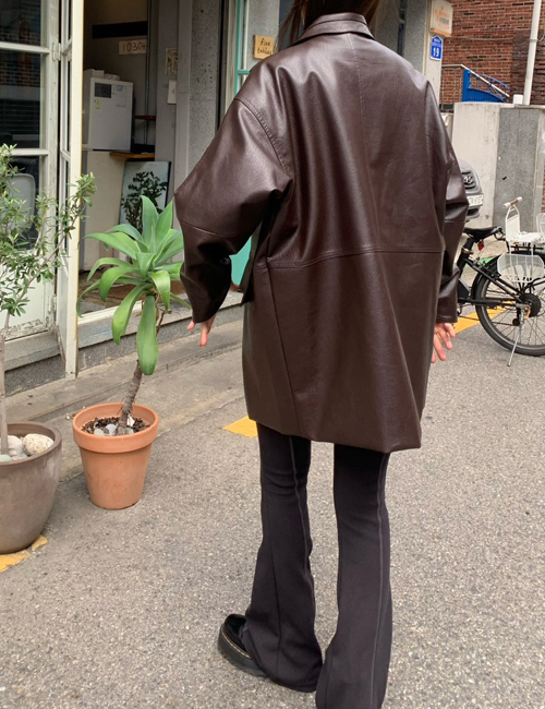 leather boxy jacket